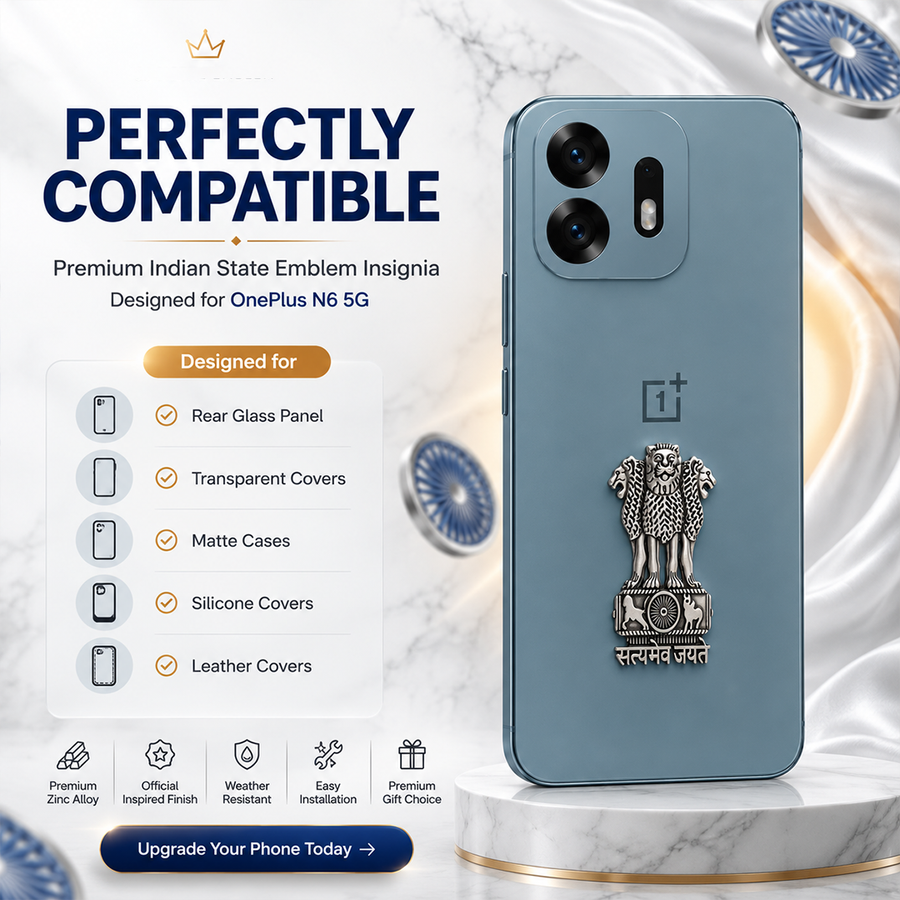 OnePlus N6 5G Compatible Satyamev Jayate 3D Metal Emblem Sticker