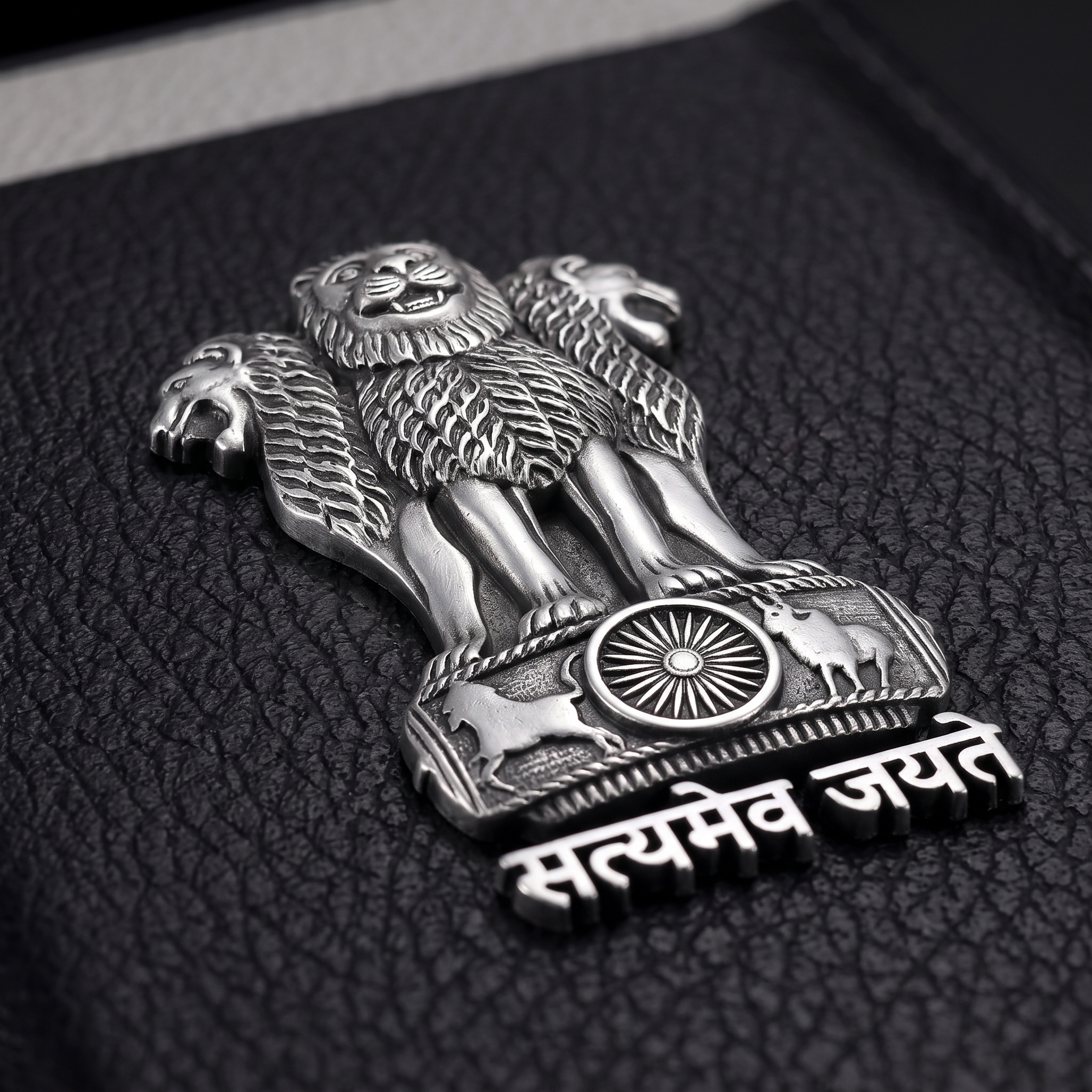 Oppo Reno 11 Pro 5G Satyamev Jayate 3D Metal Leather Back Case