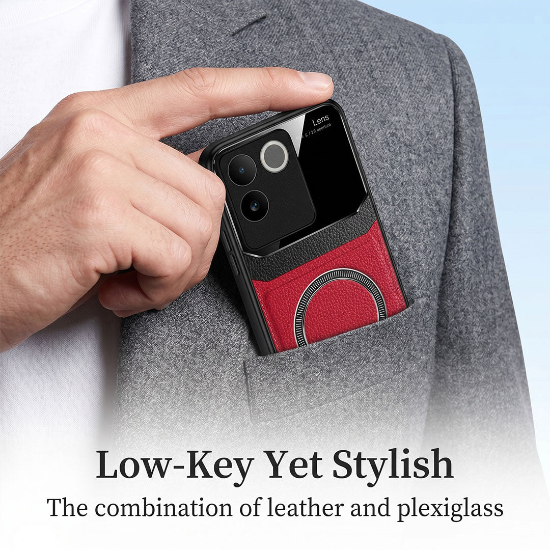 Vivo T2 Pro 5G Premium Magsafe Magnetic Leather Lens Protective Case