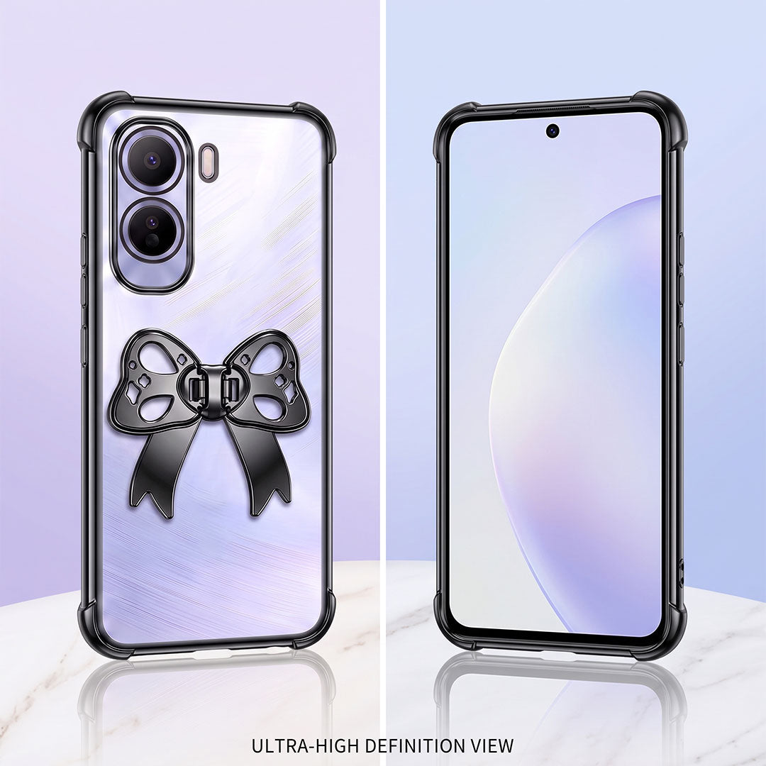 Vivo T5 Pro 5G Stylish Bow Knot Stand Transparent Shockproof Airbag Phone Case