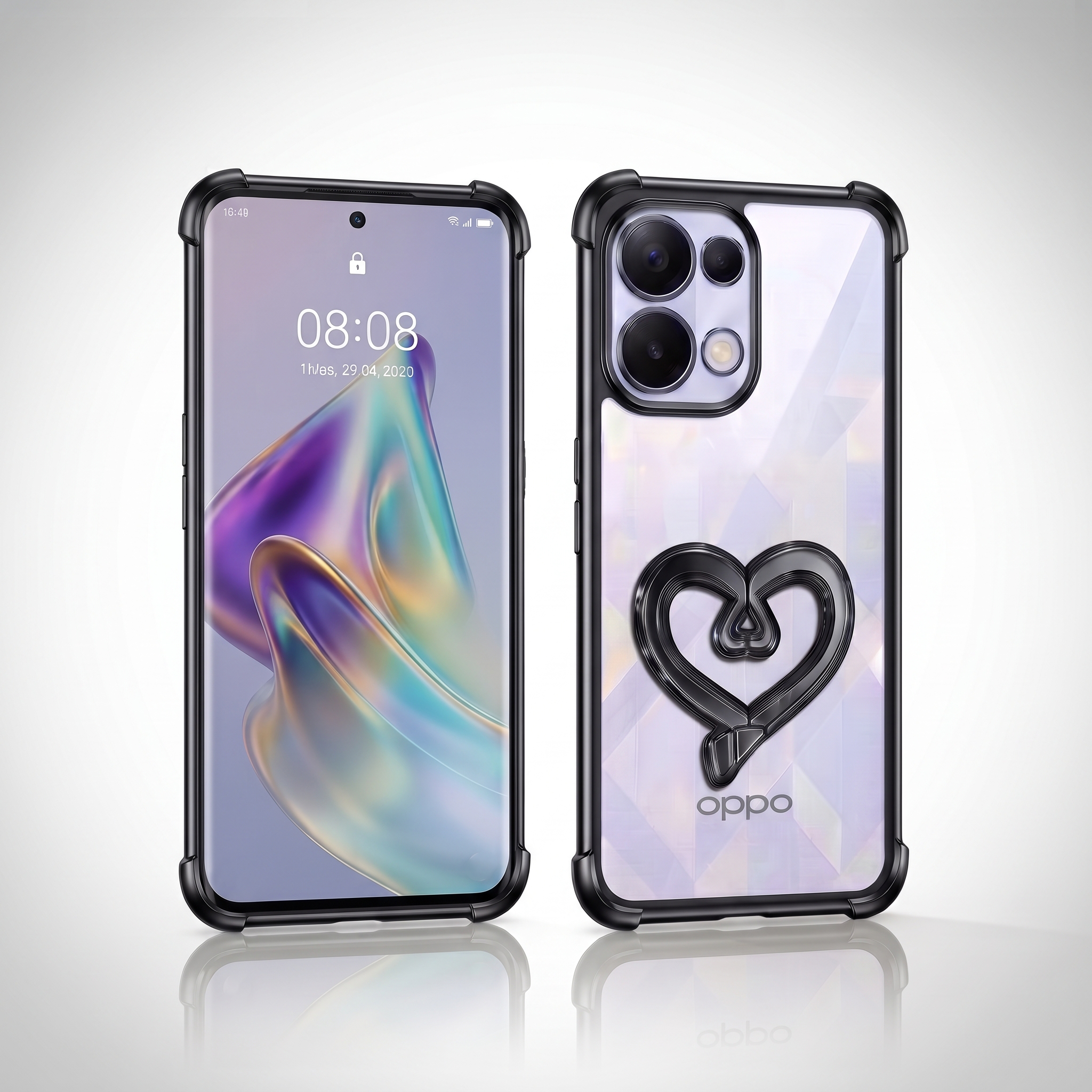 Oppo K13 5G Premium Heart Stand Transparent Shockproof Airbag Phone Case