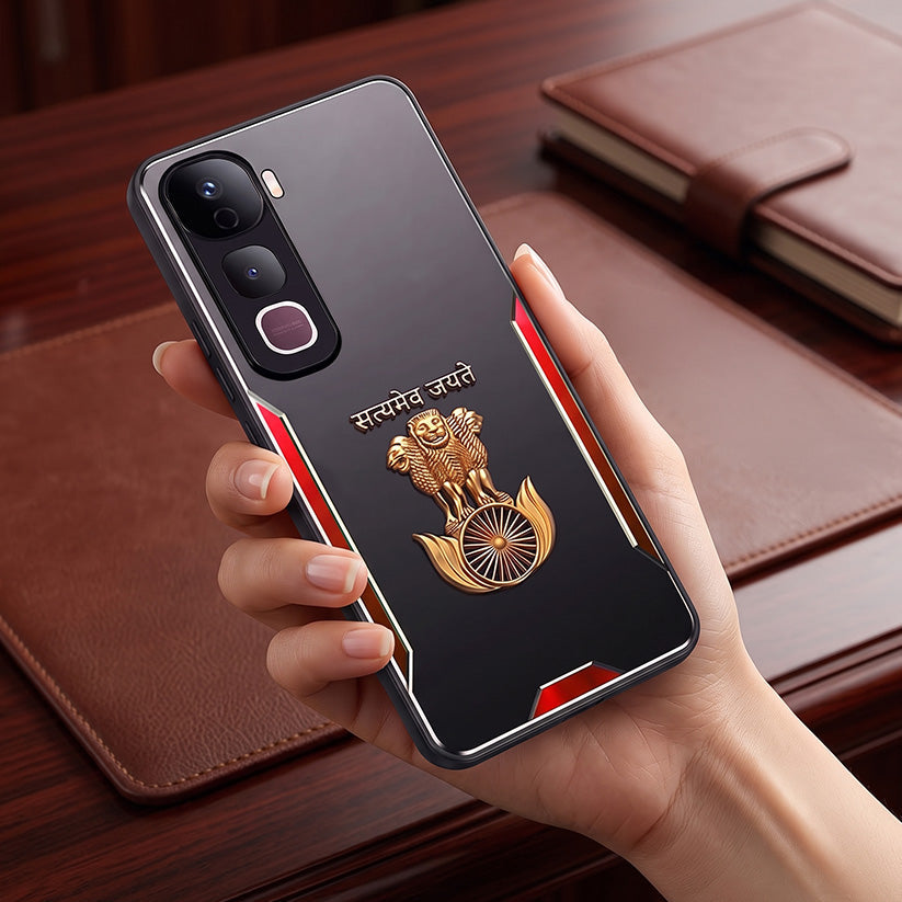 Vivo Y400 Pro 5G Satyamev Jayate 3D Metal Aluminium Back Case