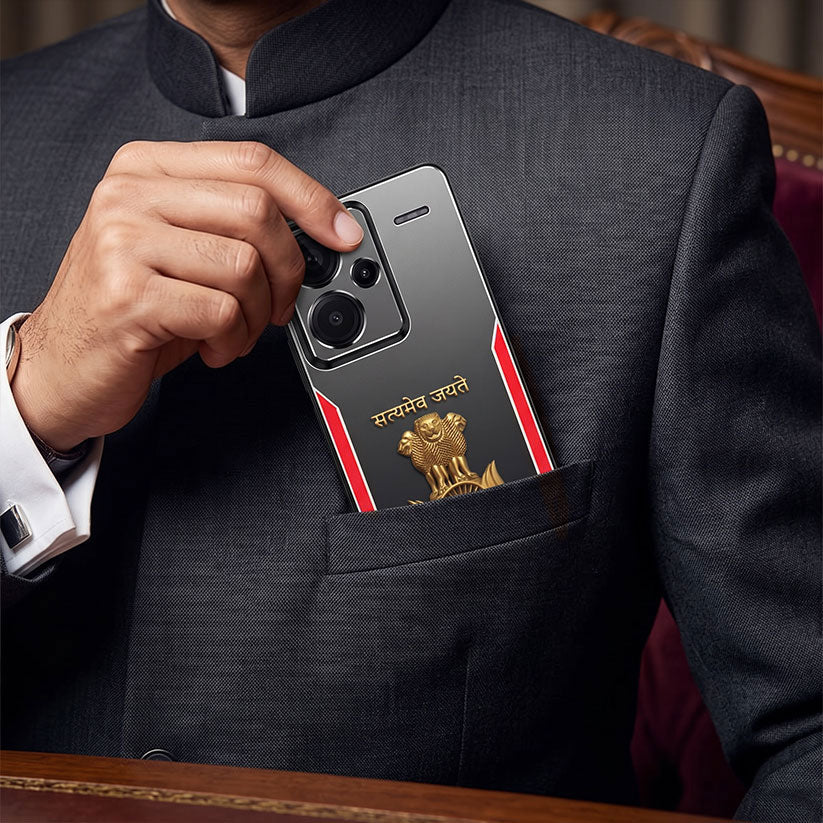 Redmi Note 13 Pro+ 5G Satyamev Jayate 3D Metal Aluminium Back Case