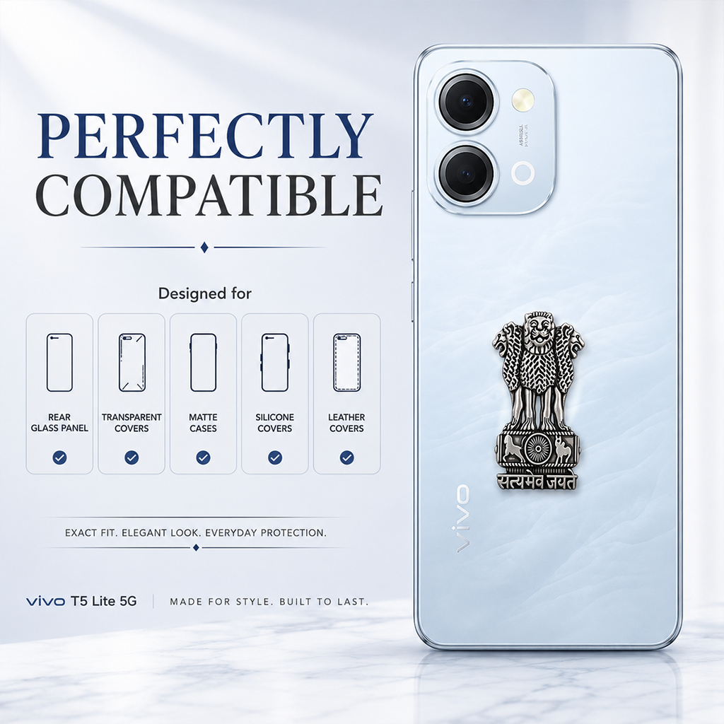 Vivo T5 Lite 5G Compatible Satyamev Jayate 3D Metal Emblem Sticker
