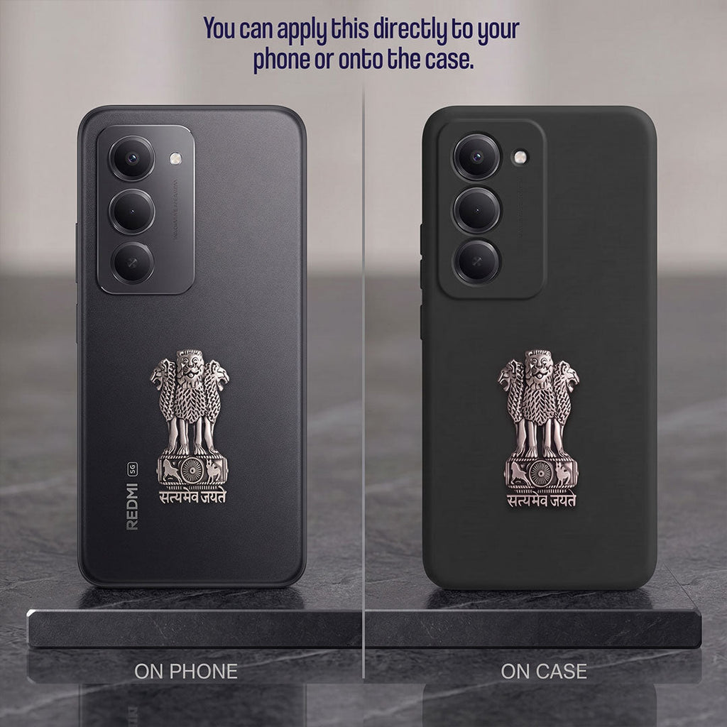 Redmi 15 5G Compatible Satyamev Jayate 3D Metal Emblem Sticker