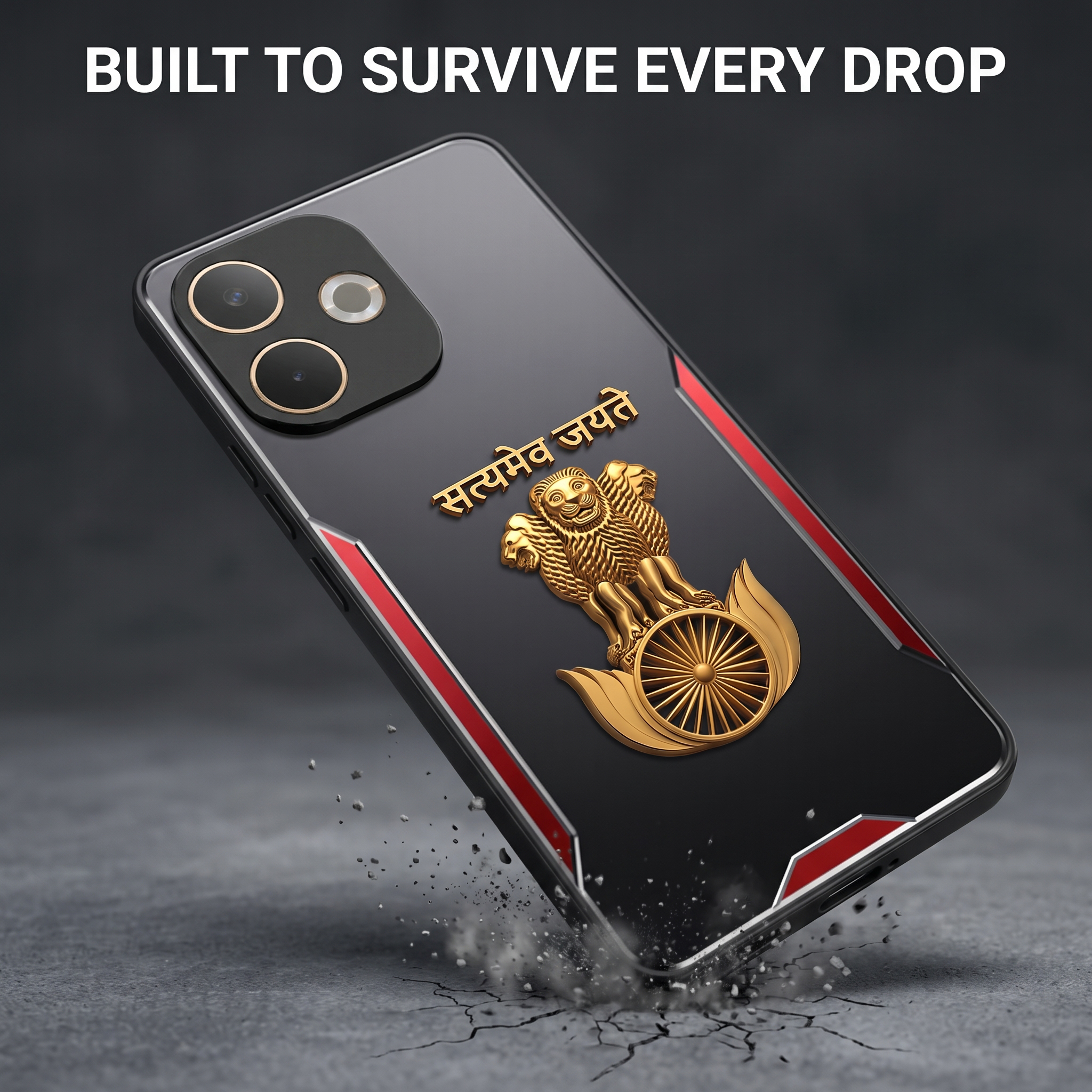 Oppo A5 Pro 5G Satyamev Jayate 3D Metal Aluminium Back Case