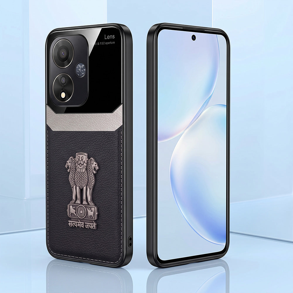 Oppo A59 5G Satyamev Jayate 3D Metal Leather Back Case