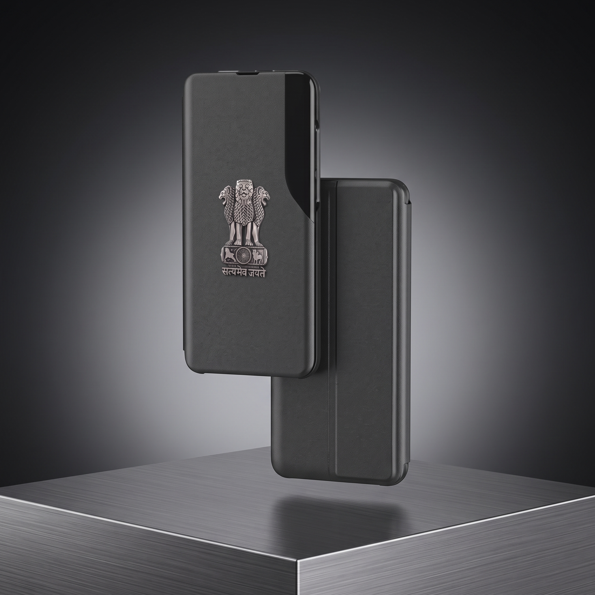 Vivo Y200e 5G Metal Emblem Satyamev Jayate Half Window Leather Flip Case
