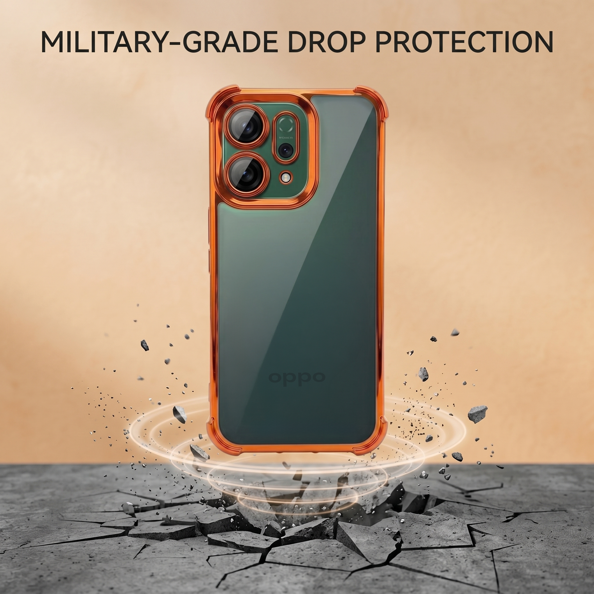 Oppo Reno 14 5G Premium Shockproof Transparent Airbag Cosmic Orange Case