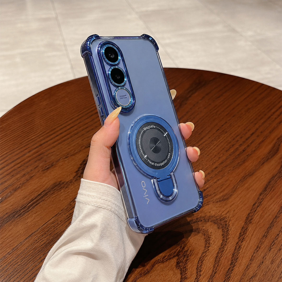 Vivo V70 FE 5G Luxury Four Corner Invincible Bracket Ring Stand Case