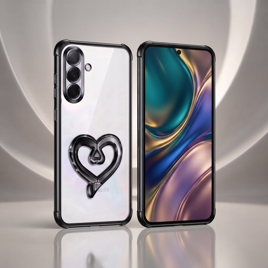 Samsung Galaxy A36 5G Premium Heart Stand Transparent Shockproof Airbag Phone Case