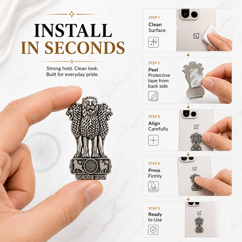 OnePlus 13s 5G Compatible Satyamev Jayate 3D Metal Emblem Sticker