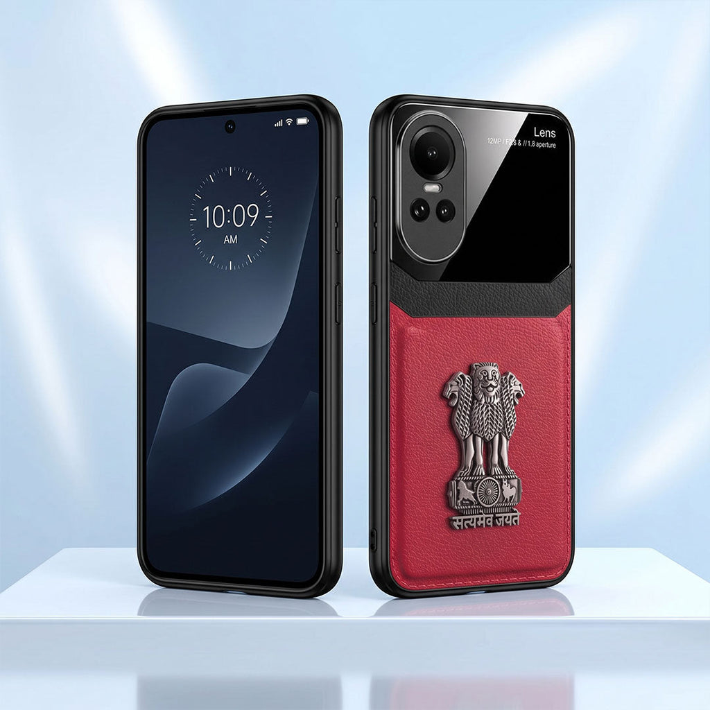 Oppo Reno 10 5G Satyamev Jayate 3D Metal Leather Back Case