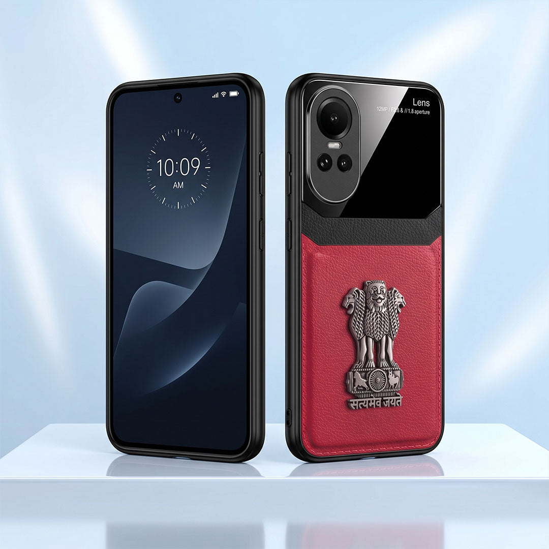 Oppo Reno 10 5G Satyamev Jayate 3D Metal Leather Back Case