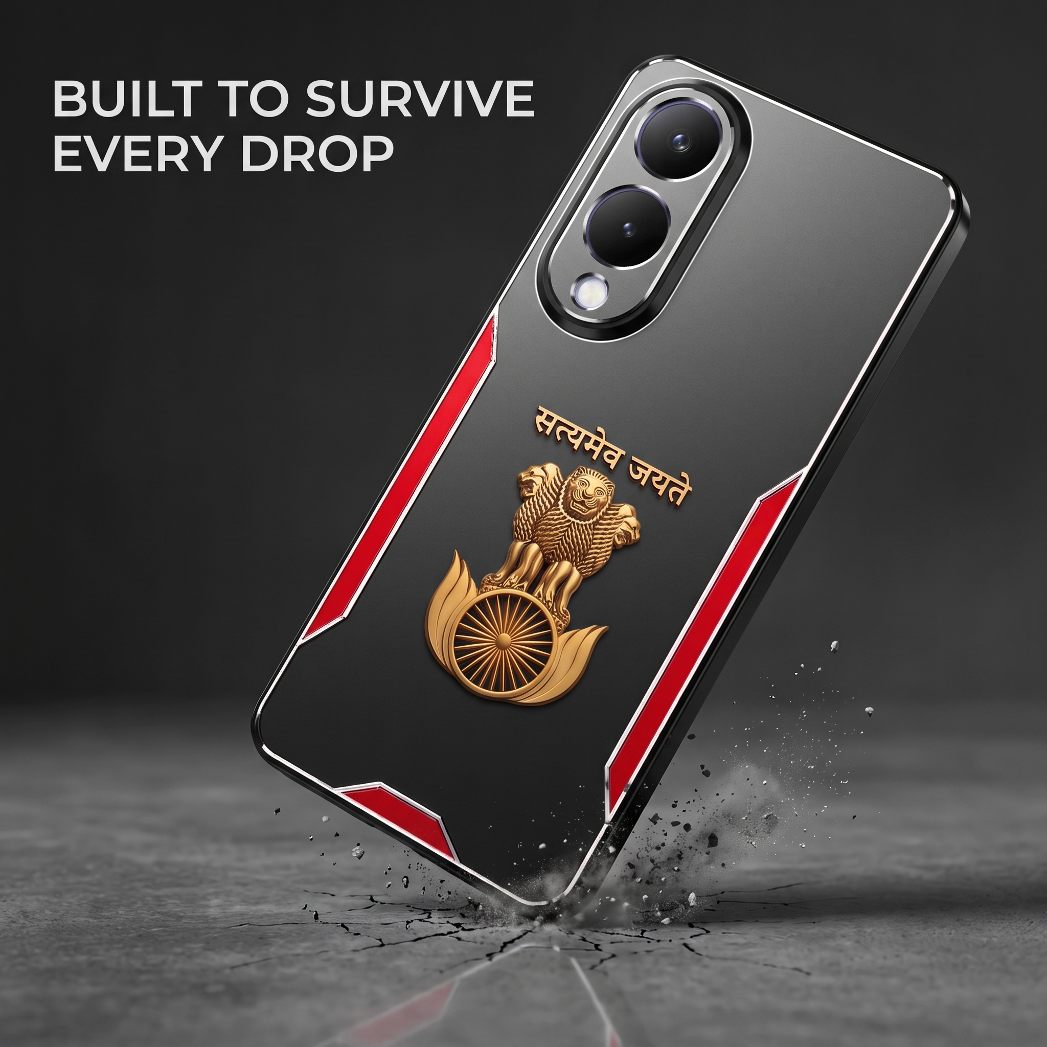 Vivo Y28 5G Satyamev Jayate 3D Metal Aluminium Back Case