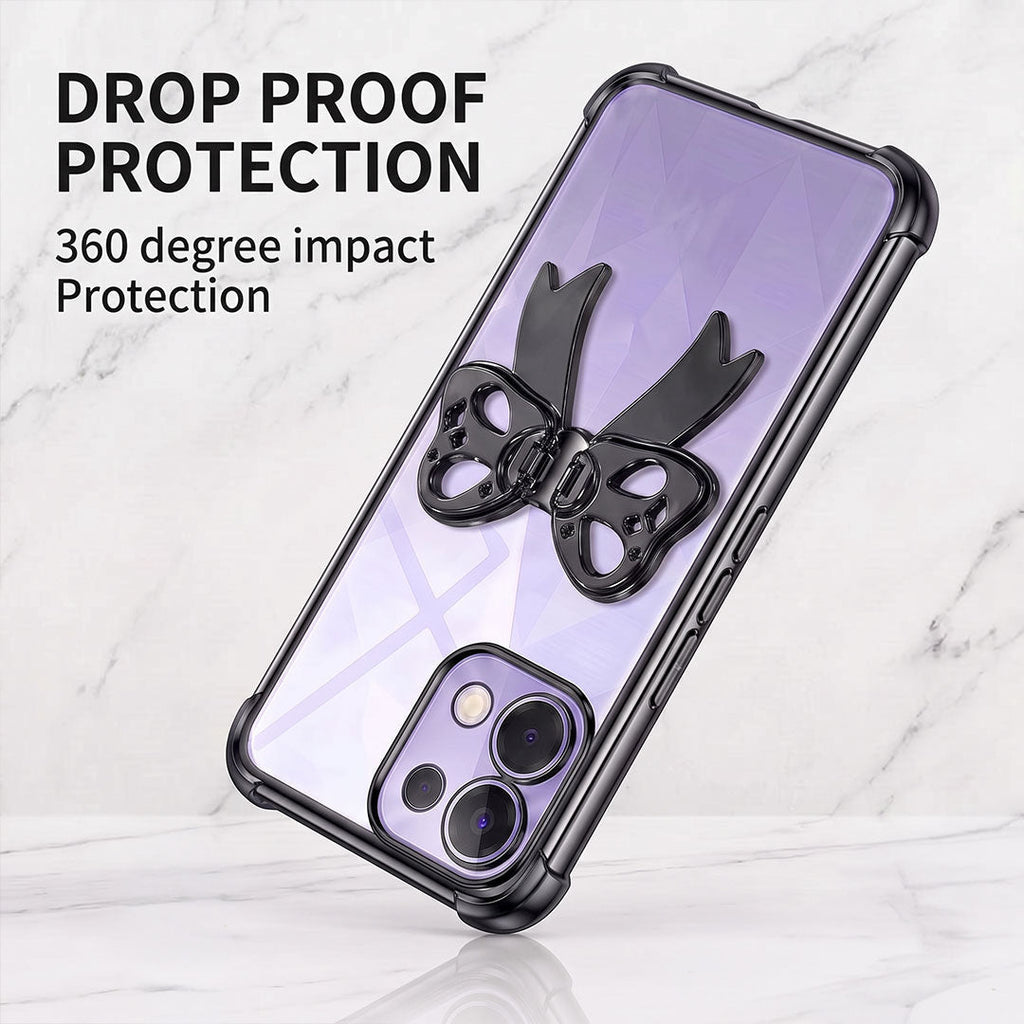 Oppo K13 5G Stylish Bow Knot Stand Transparent Shockproof Airbag Phone Case