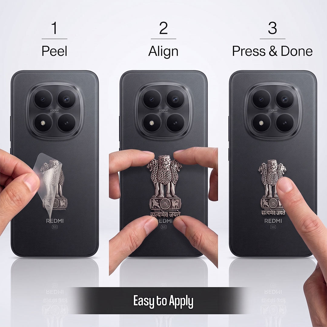 Redmi Note 15 Pro 5G Compatible Satyamev Jayate 3D Metal Emblem Sticker