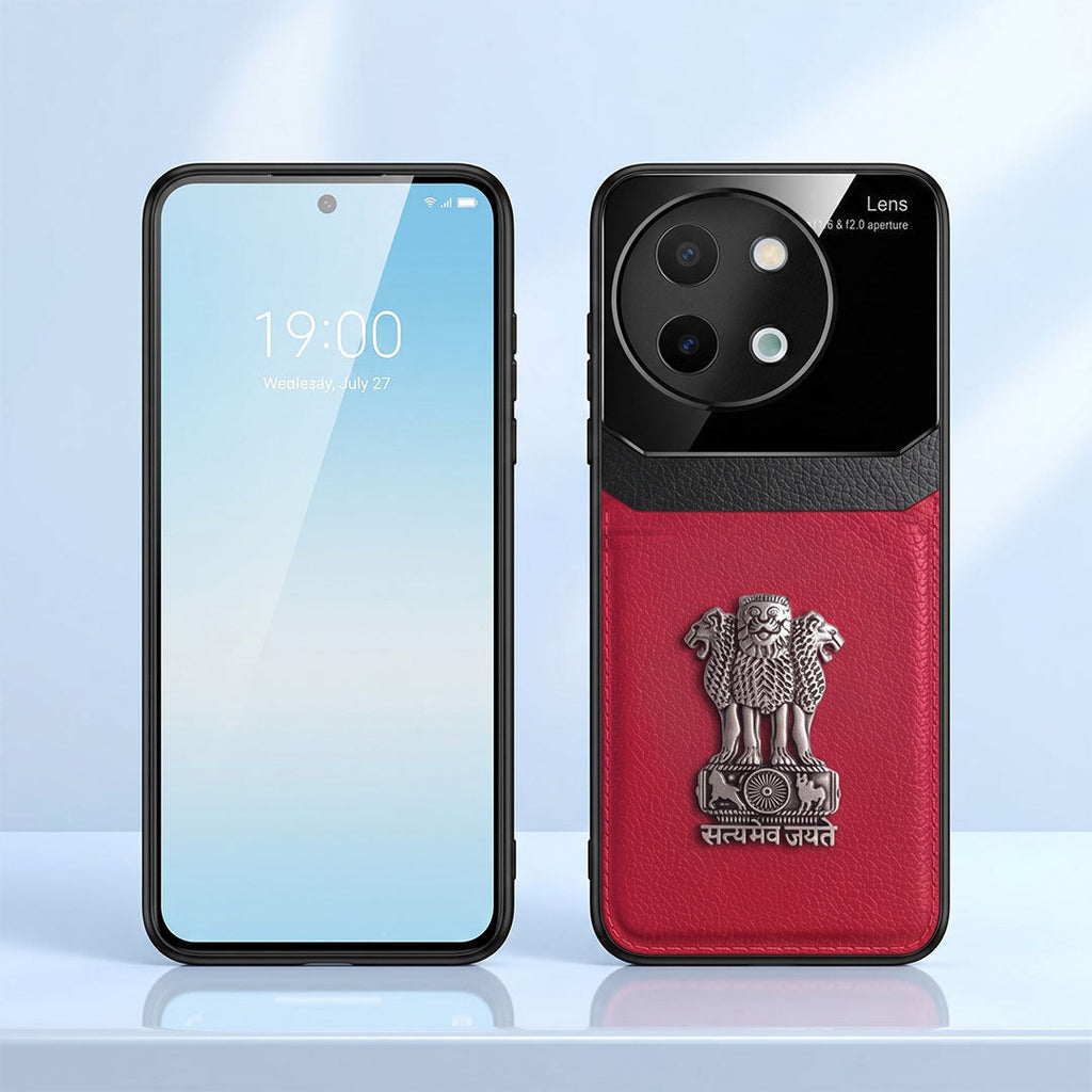 Vivo Y58 5G Satyamev Jayate 3D Metal Leather Back Case