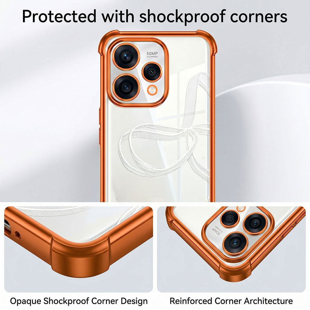 Oppo Reno 15 5G Premium Shockproof Transparent Airbag Cosmic Orange Case