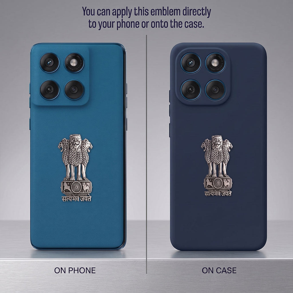 Motorola Edge 60 Fusion 5G Compatible Satyamev Jayate 3D Metal Emblem Sticker