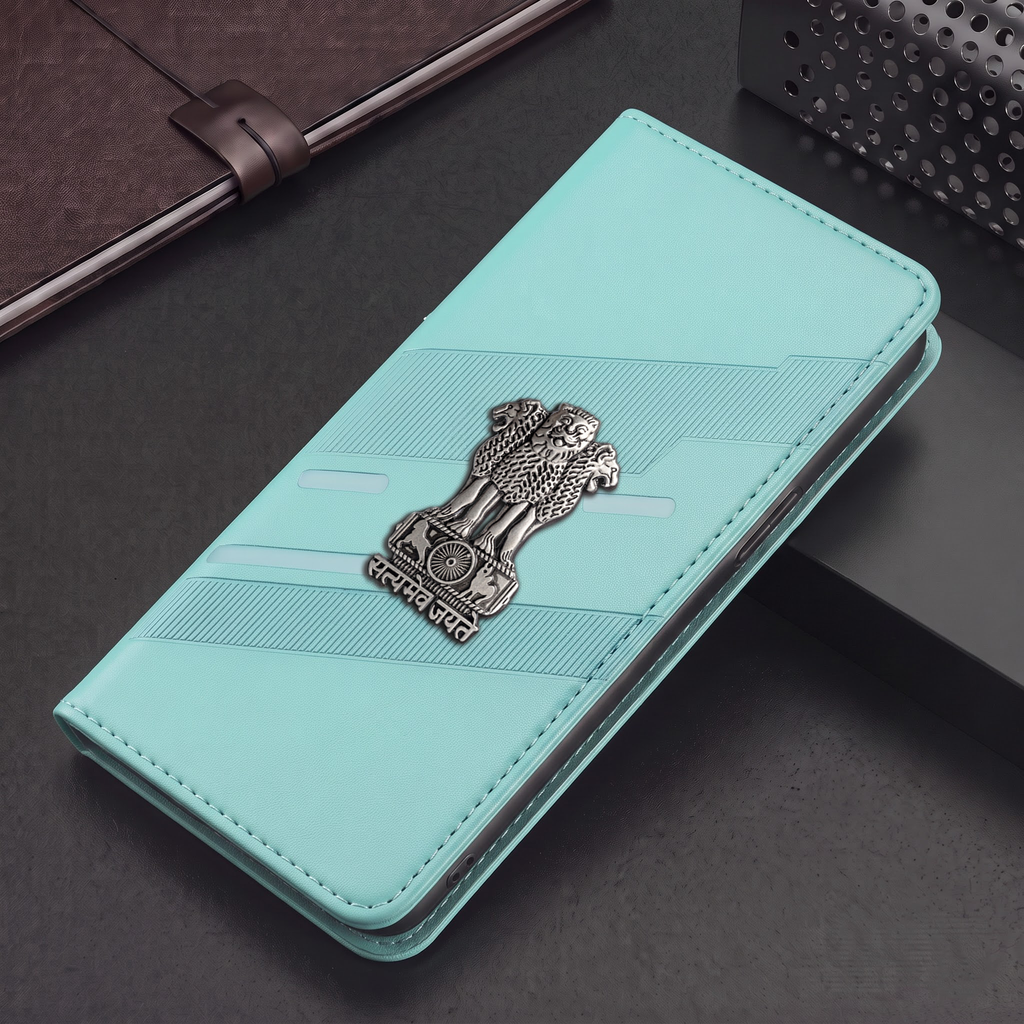 Vivo V29e 5G Satyamev Jayate 3D Emblem Magnetic Flip Wallet Case