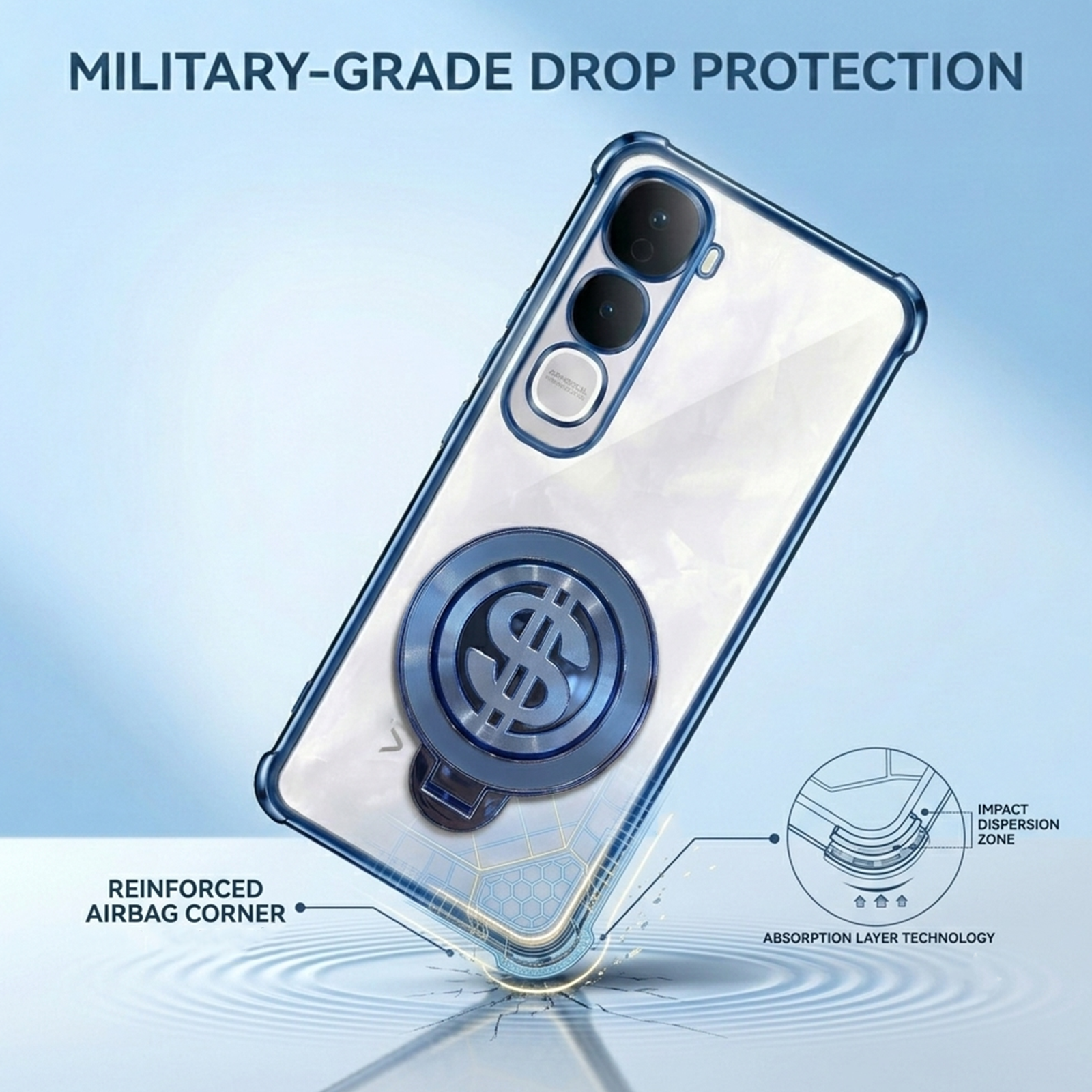Vivo Y400 Pro 5G Four Corner Airbags 100% Original Astro Money Magnet Rotating Dollar Case