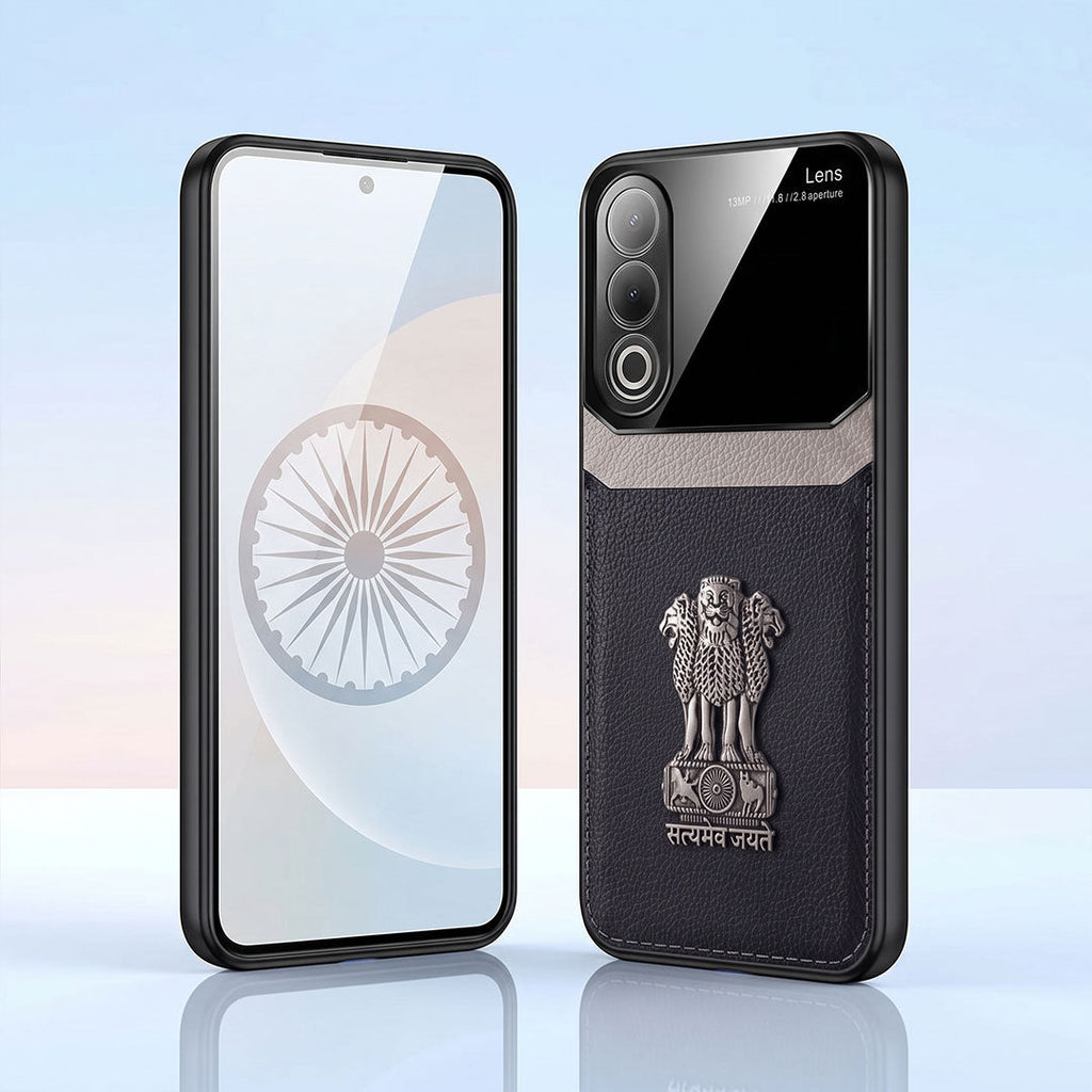 Oppo K12x 5G Satyamev Jayate 3D Metal Leather Back Case