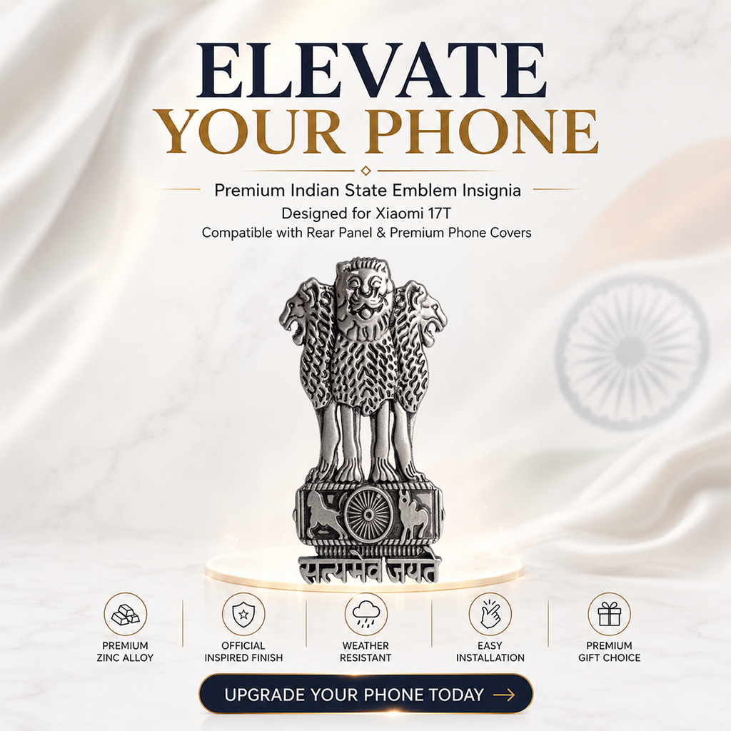 Xiaomi 17T 5G Compatible Satyamev Jayate 3D Metal Emblem Sticker