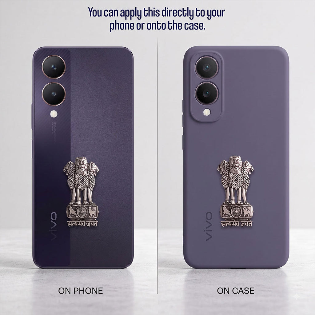 Vivo Y28 5G Compatible Satyamev Jayate 3D Metal Emblem Sticker