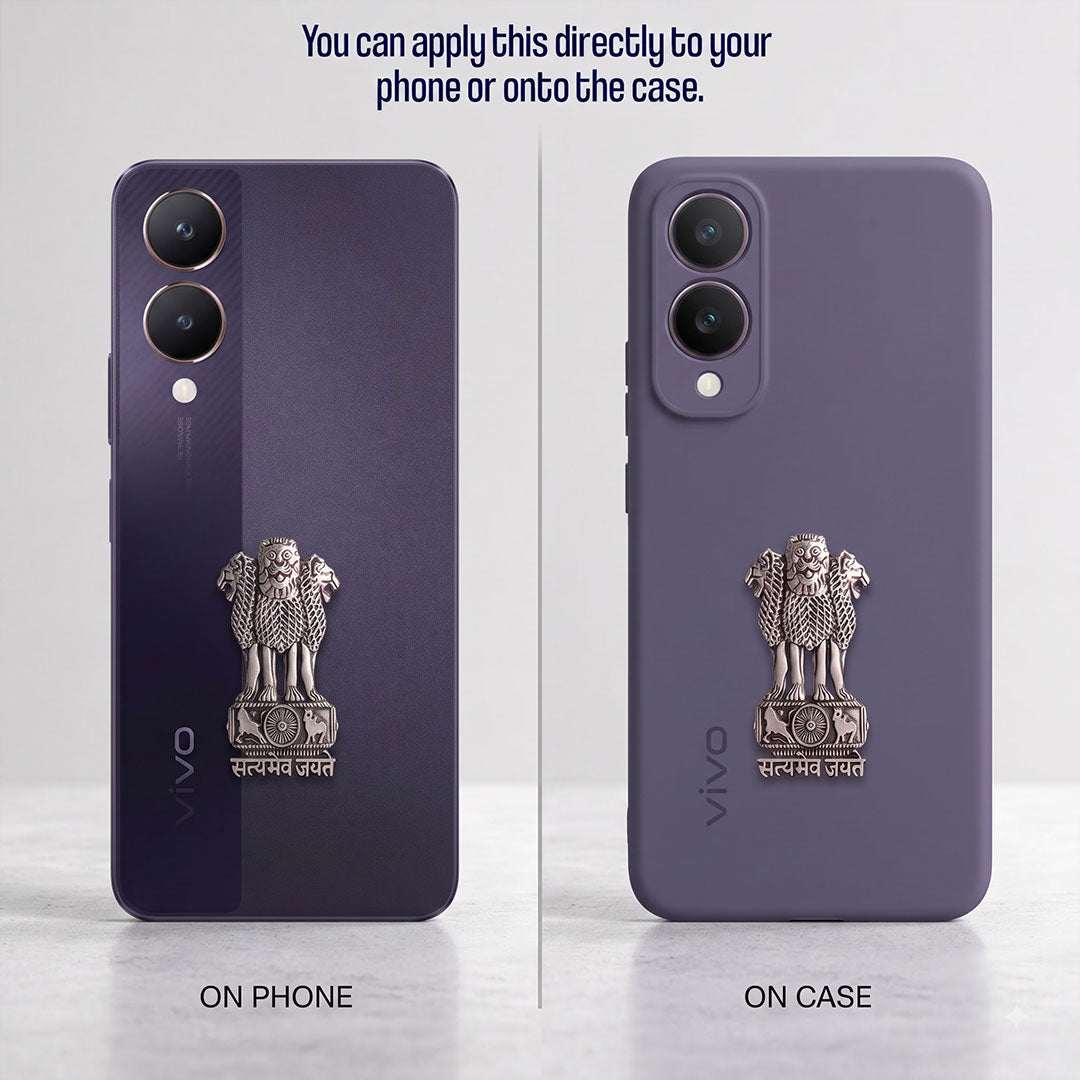 Vivo Y28 5G Compatible Satyamev Jayate 3D Metal Emblem Sticker