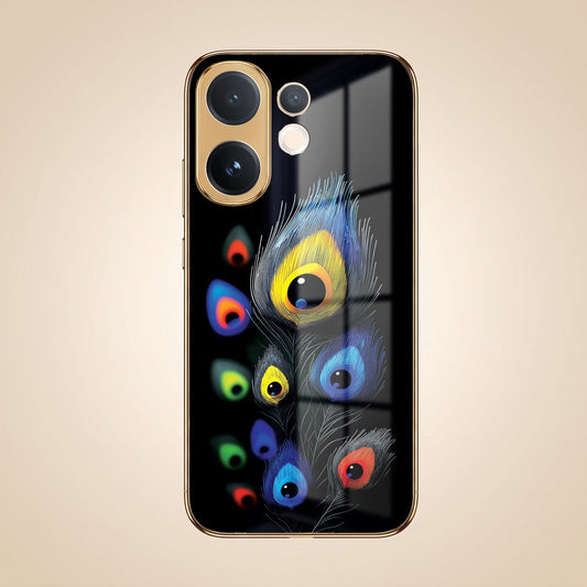 Vivo T4 Pro 5G Multi-Feather Peacock Gold Electroplated Glass Phone Back Case