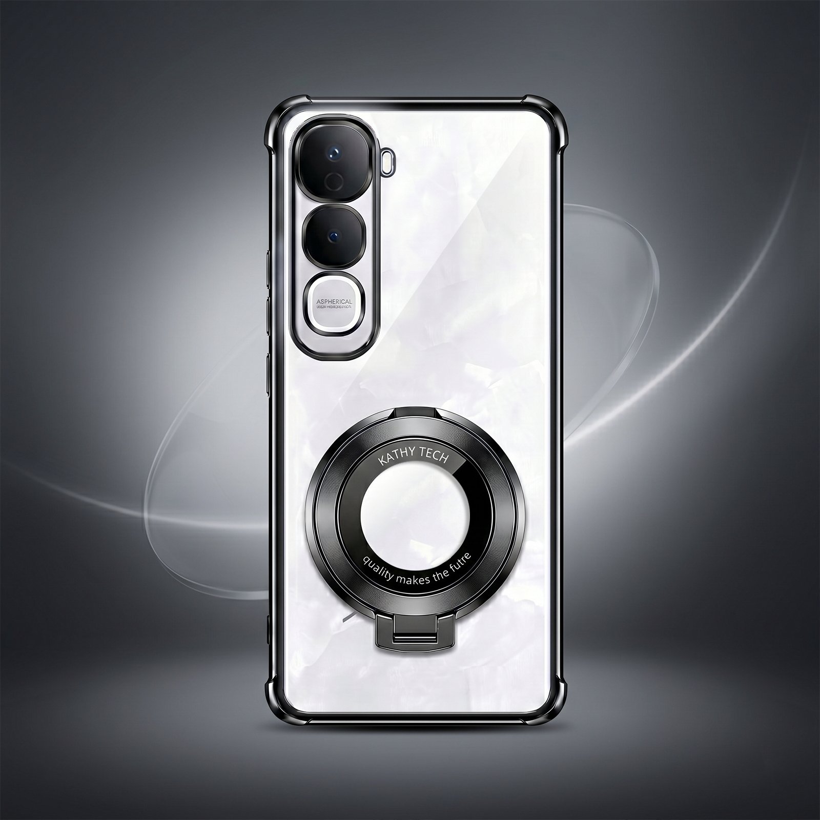 Vivo Y400 Pro 5G Original Luxury Magnifier Ring Stand Shockproof Airbags Corner Case
