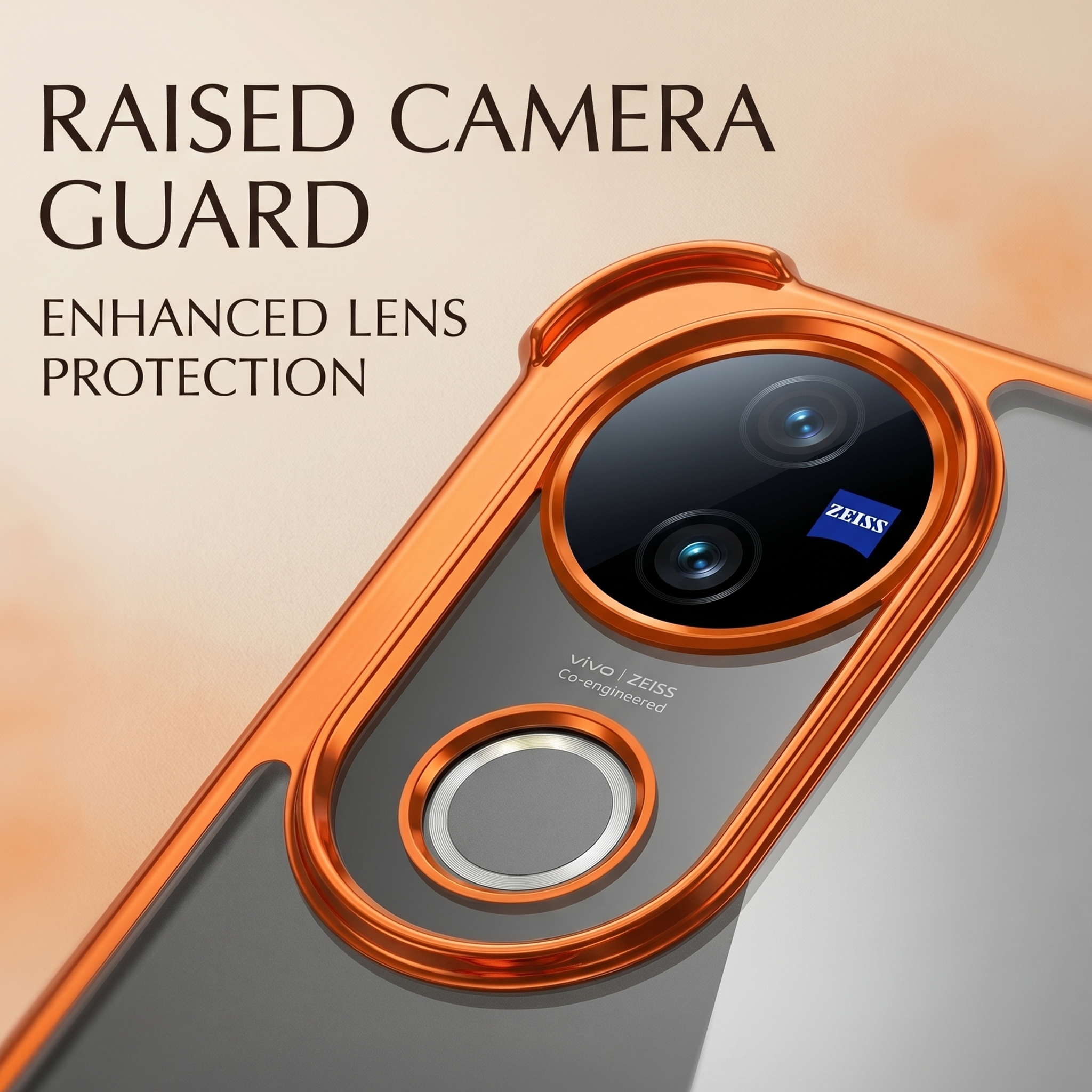 Vivo v50 5G Premium Shockproof Transparent Airbag Cosmic Orange Case