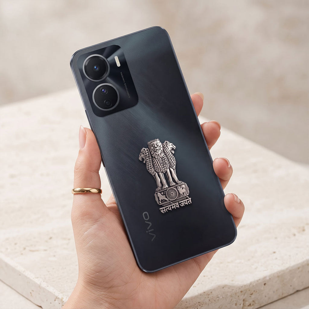 Vivo Y16 5G Compatible Satyamev Jayate 3D Metal Emblem Sticker