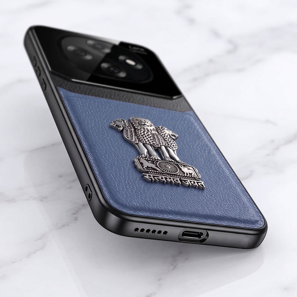 Oppo F31 Pro 5G Satyamev Jayate 3D Metal Leather Back Case