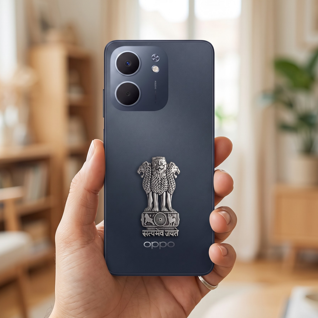 Oppo A5x 5G Compatible Satyamev Jayate 3D Metal Emblem Sticker