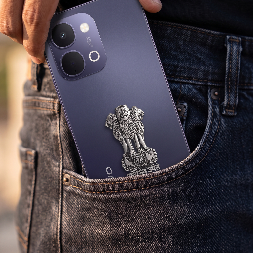 Vivo Y21 5G Compatible Satyamev Jayate 3D Metal Emblem Sticker