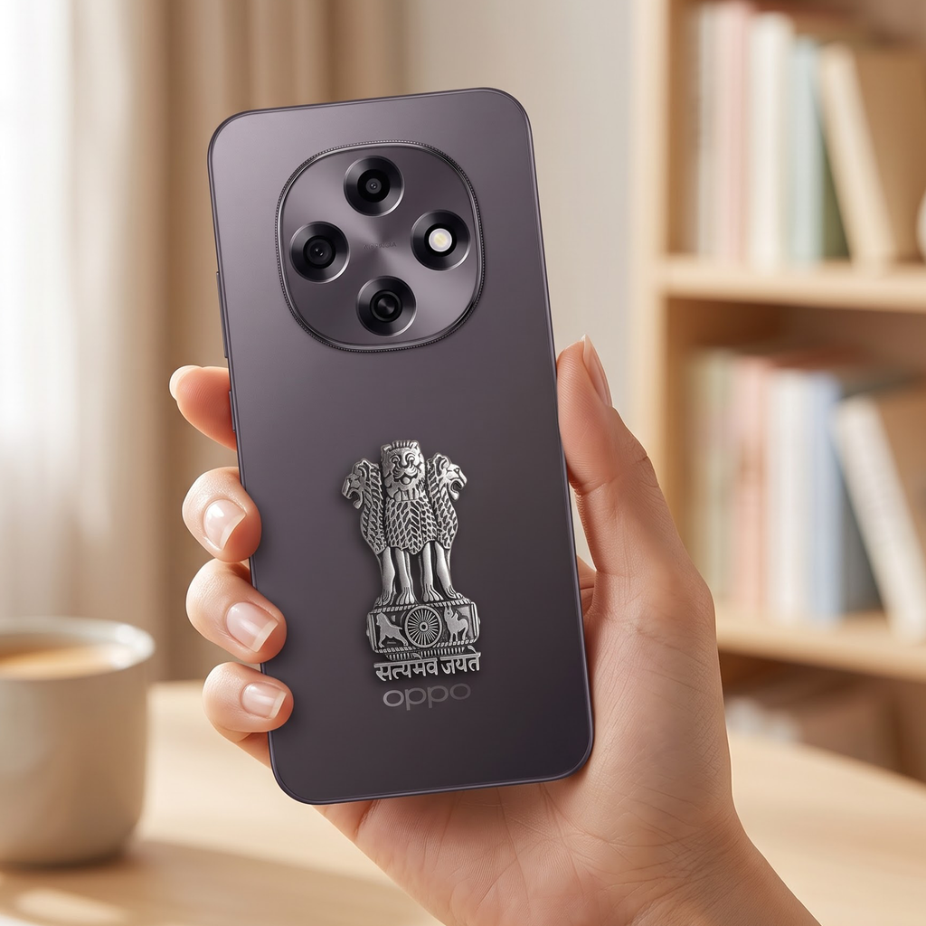 Oppo F31 Pro 5G Compatible Satyamev Jayate 3D Metal Emblem Sticker