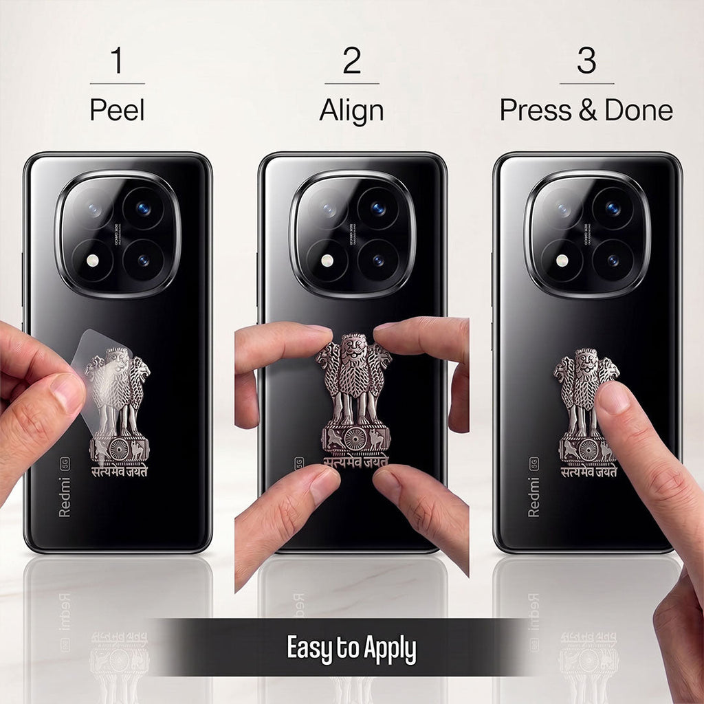 Redmi Note 14 Pro+ 5G Compatible Satyamev Jayate 3D Metal Emblem Sticker