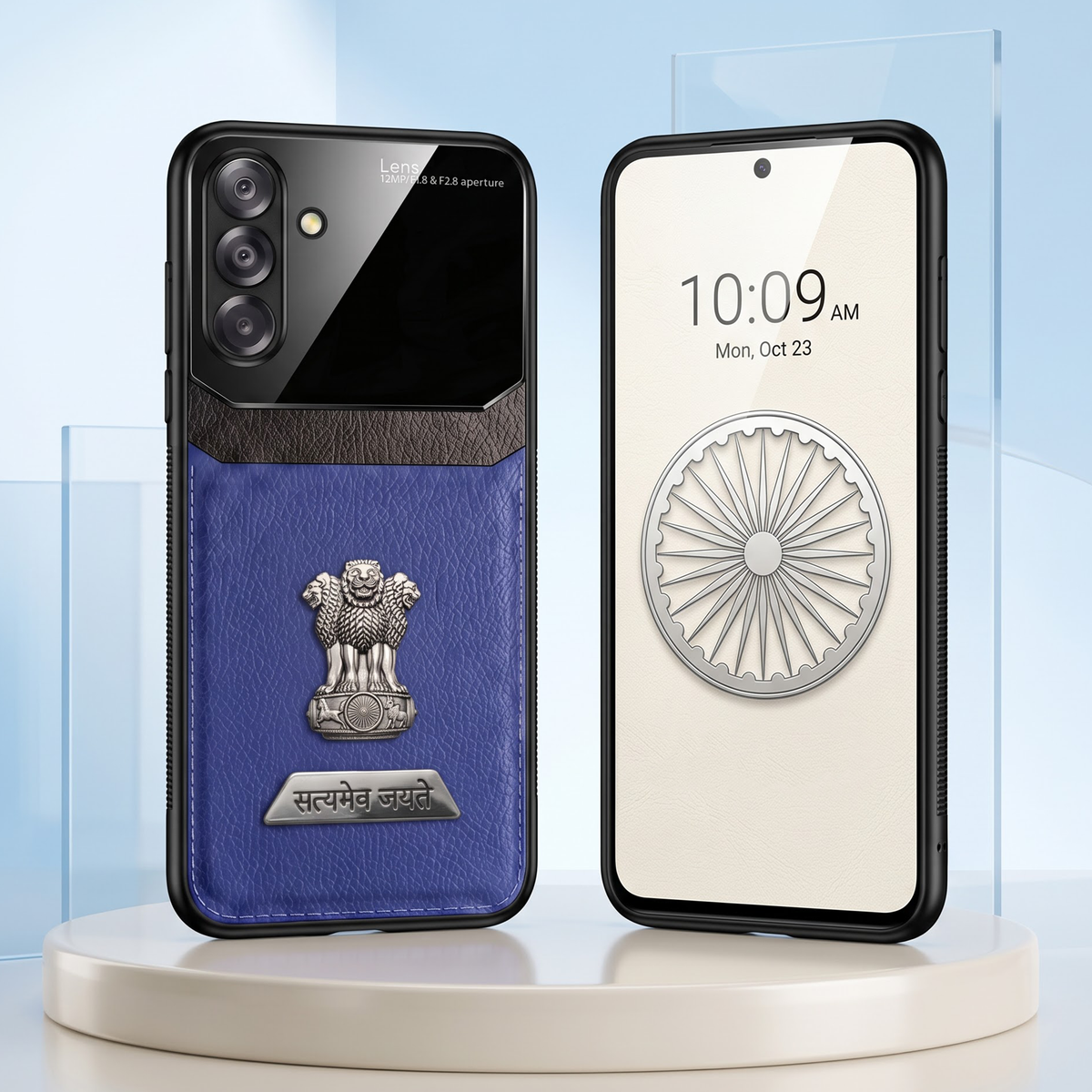Samsung Galaxy A54 5G Satyamev Jayate 2-in-1 Emblem Leather Lens Protective Back Case