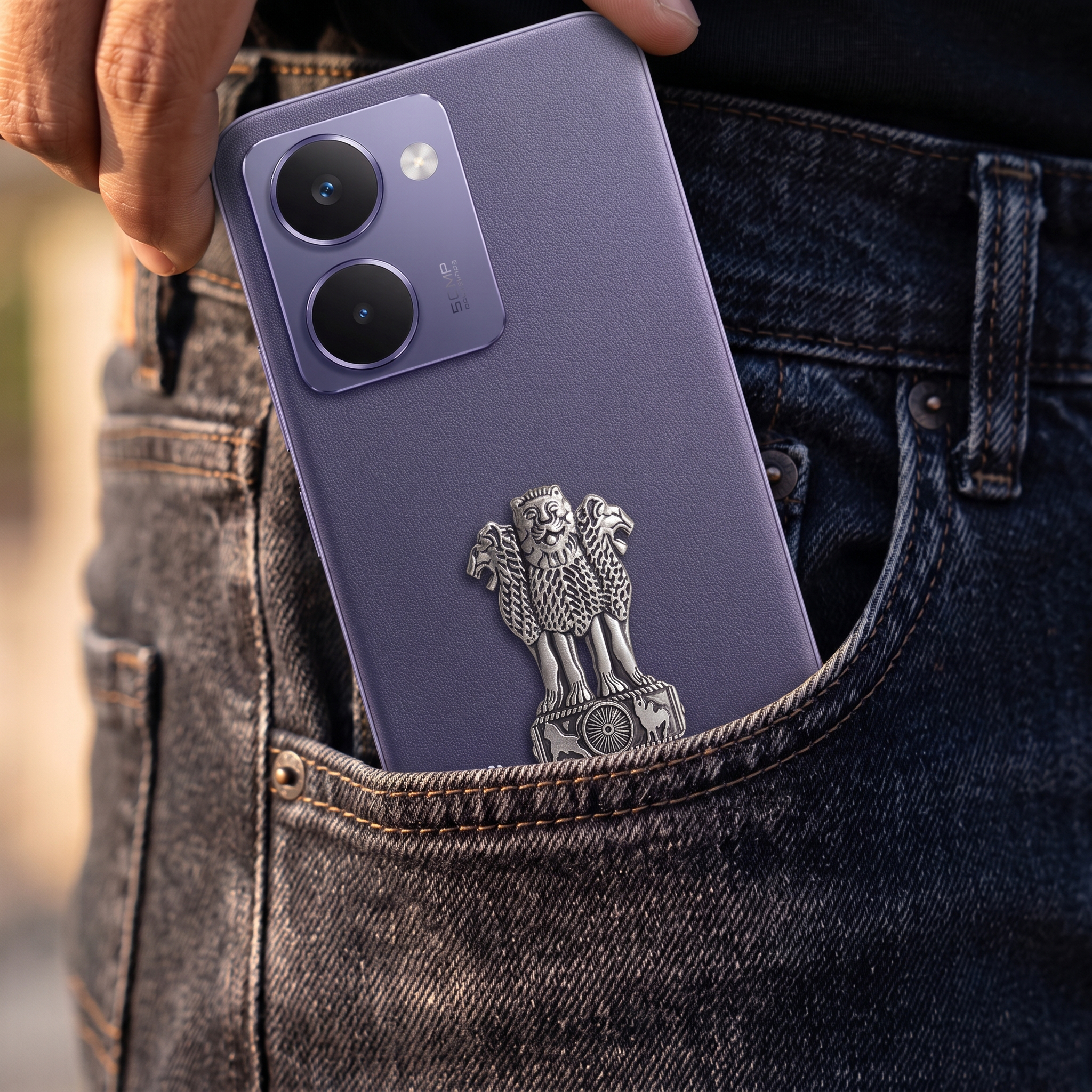 Realme P3 Ultra 5G Compatible Satyamev Jayate 3D Metal Emblem Sticker