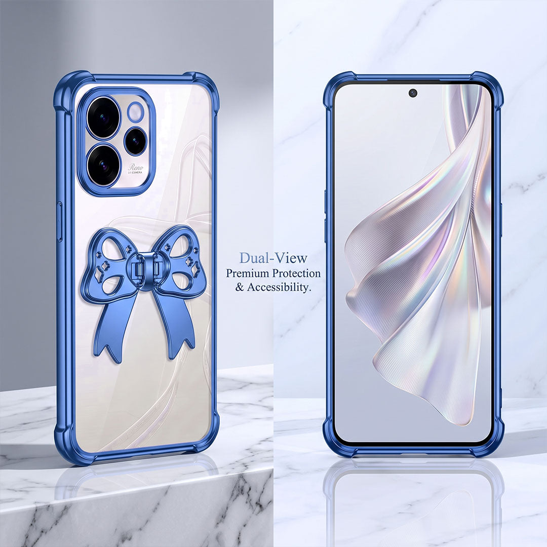 Oppo Reno 15 Pro Mini 5G Stylish Bow Knot Stand Transparent Shockproof Airbag Phone Case