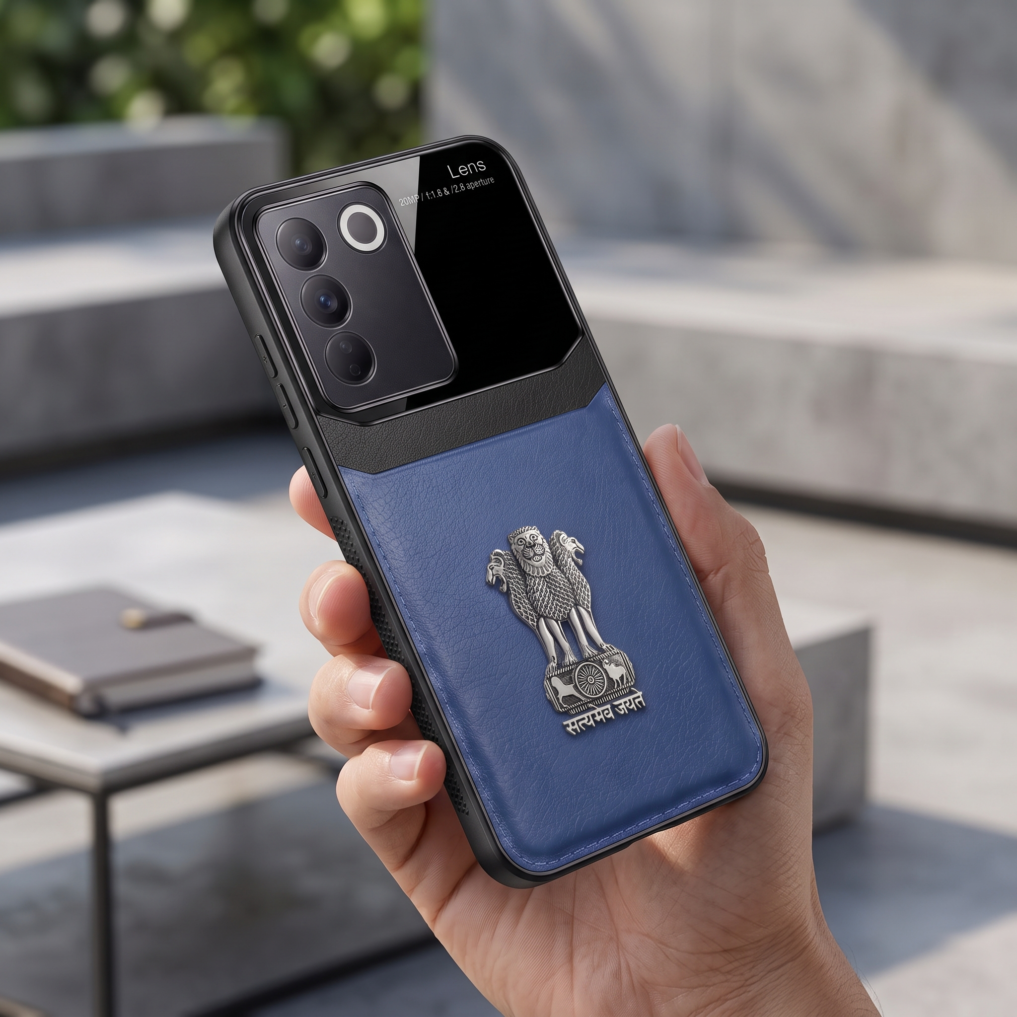 Vivo V27 5G Satyamev Jayate 3D Metal Leather Back Case