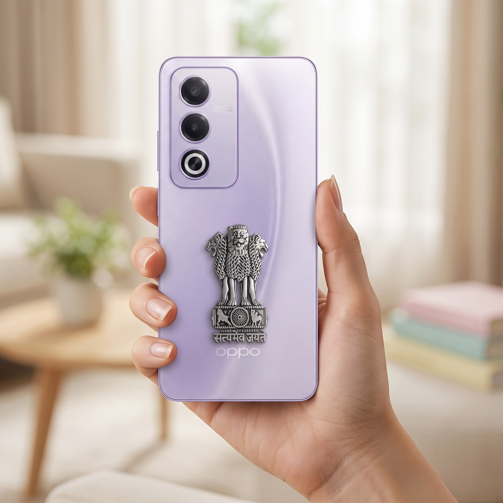 Oppo A3 Pro 5G Compatible Satyamev Jayate 3D Metal Emblem Sticker
