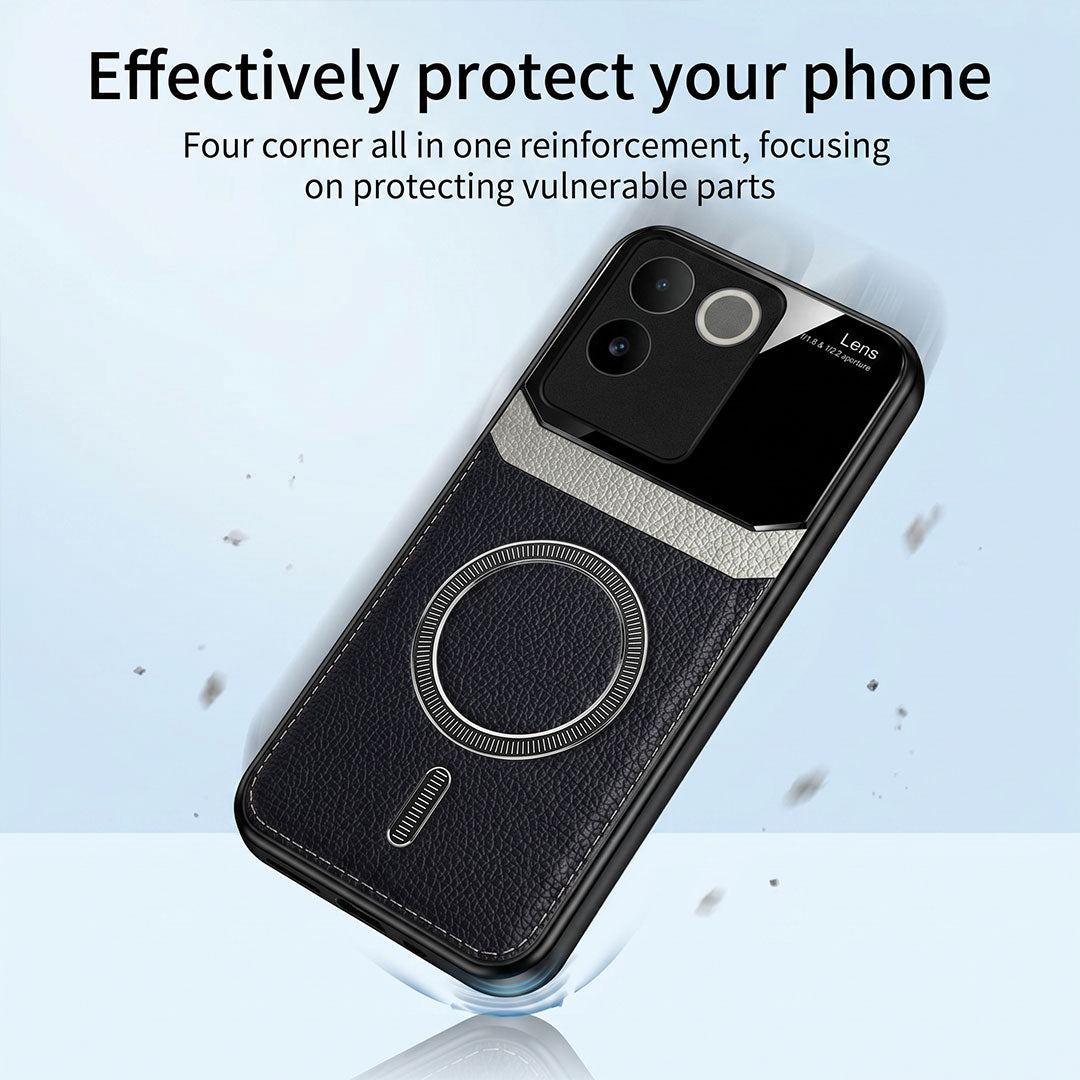 Vivo T2 Pro 5G Premium Magsafe Magnetic Leather Lens Protective Case