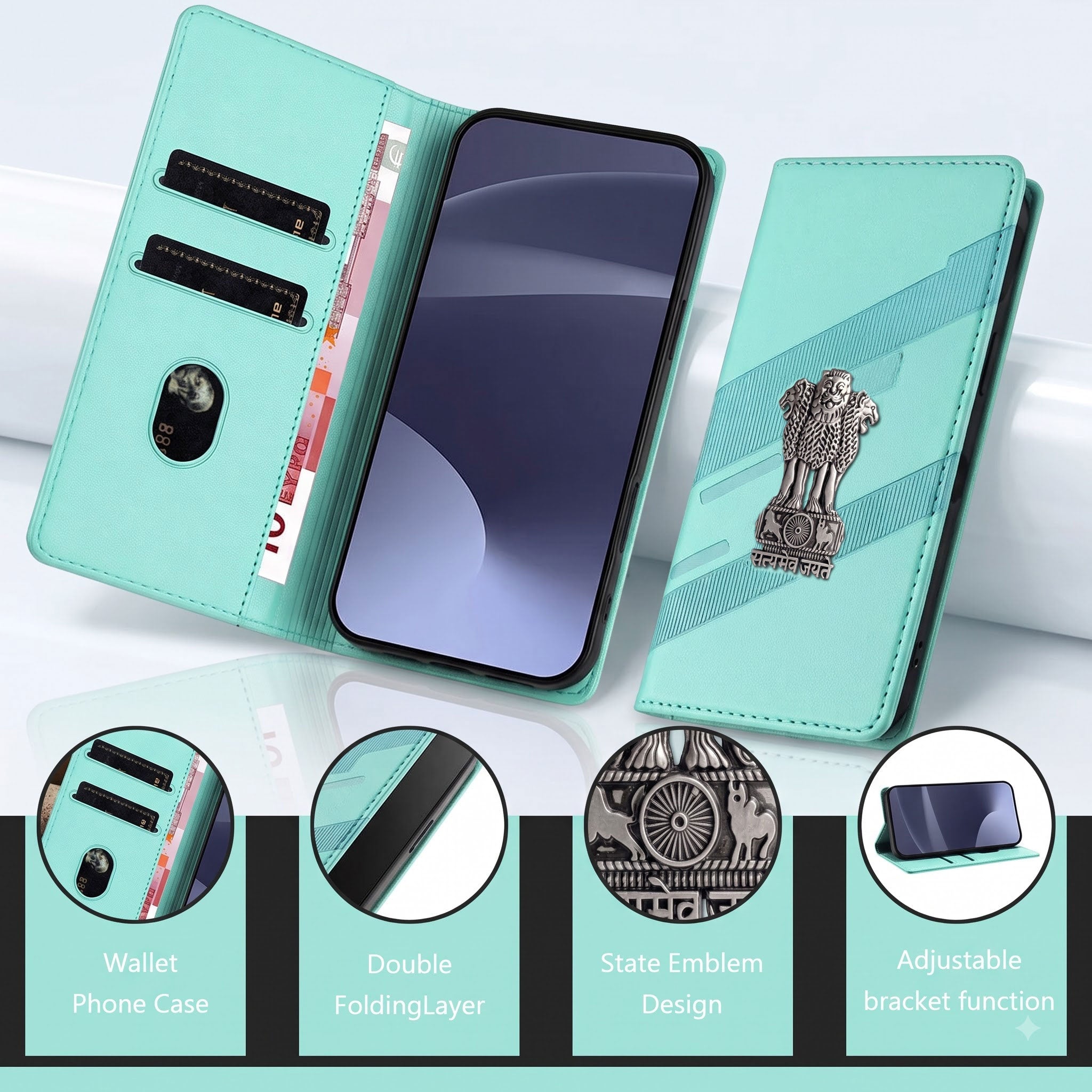 Vivo V50 5G Satyamev Jayate 3D Emblem Magnetic Flip Wallet Case