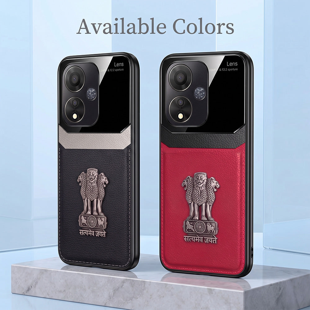 Oppo A59 5G Satyamev Jayate 3D Metal Leather Back Case