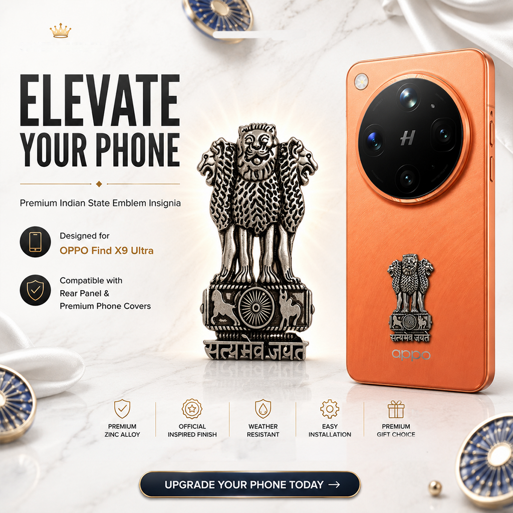OPPO Find X9 Ultra 5G Compatible Satyamev Jayate 3D Metal Emblem Sticker