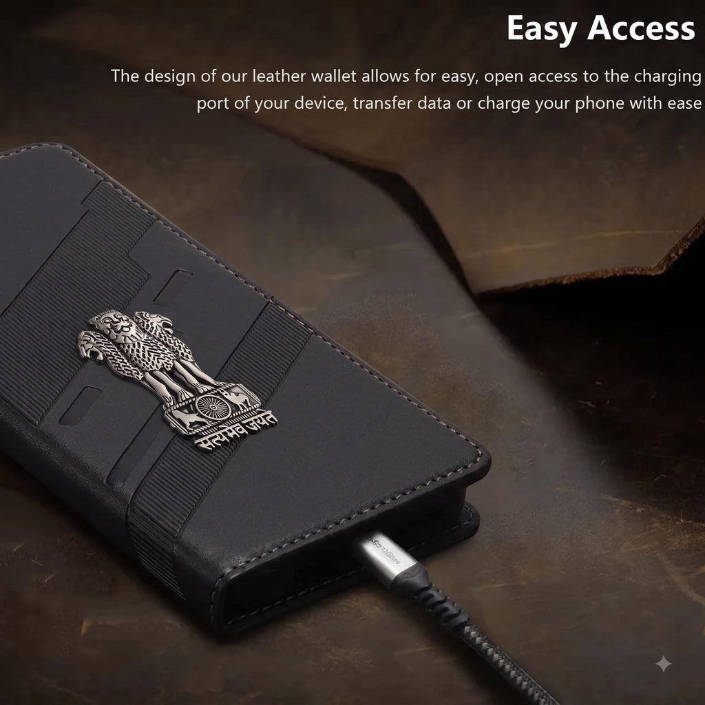 Oppo F27 Pro Plus 5G Satyamev Jayate 3D Emblem Magnetic Flip Wallet Case