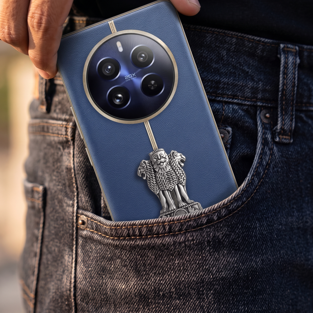 Realme 12 Pro+ 5G Compatible Satyamev Jayate 3D Metal Emblem Sticker